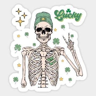 St. Patrick's Lucky Skeleton Sticker